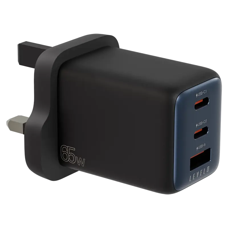 Levelo Vero 65W GaN UK Adapter With Double Type-C & Single USB-A Ports 1 Mascom International.webp